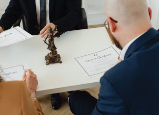 Divorce certificate on the table top